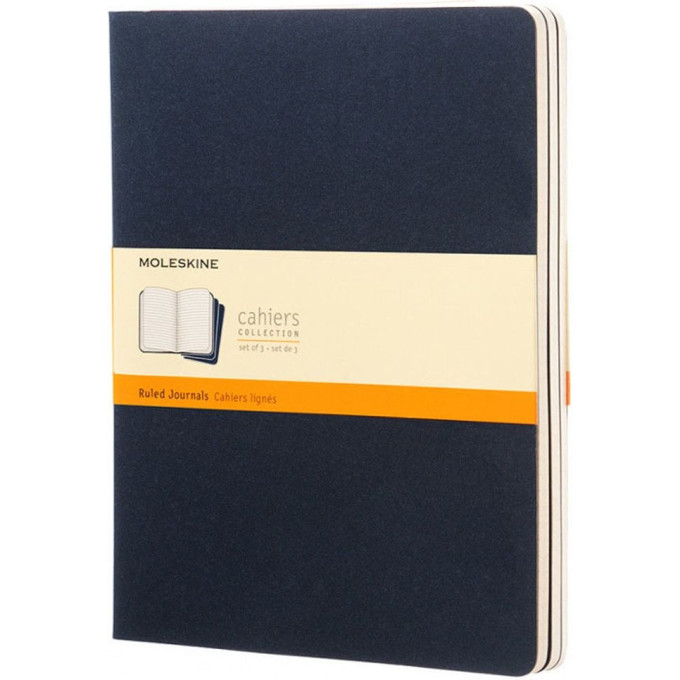 Набор блокнотов MOLESKINE Cahier Journal XLarge, линейка, синий индиго, 3 шт. CH221